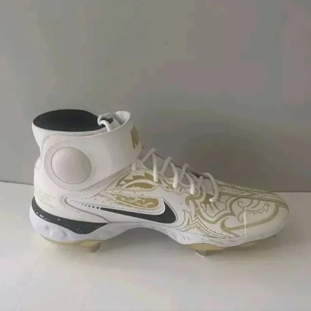 Nike React Alpha Huarache Elite 3 Mid Gold Baseball Cleats Sz 16 NEW CV3551 101